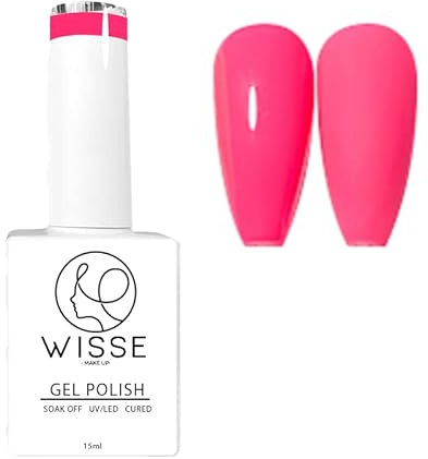 Wisse Make up Gel Nail Polish, UV/LED Soak-Off Nail Art Manicure Pedicure for Professional, Salon & Home Use - Long Lasting & Easy to Apply, 30 Colours - Hot Pink