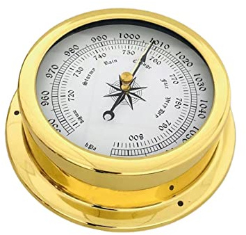 Folpus Wall Mounted Barometer Watch Weather Station Dial Precision Brass Shell Indoor Outdoor Pressure Gauge for Warehouse Yacht Garden Porch
