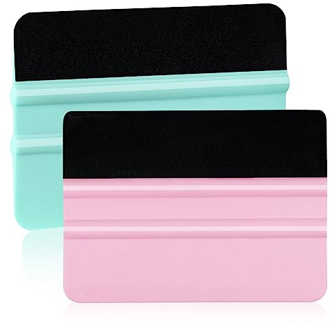 WRAPXPERT Vinyl Squeegee Tool,2 Pack Felt Squeegee for Vinyl Wrapping, Pink and Teal, Scraper Tool for Crafts Car Wrap Window Tint Wallpaper Glass Film Application