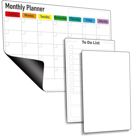 Magnetic Monthly Planner for Fridge, Magnetic Whiteboard Calendar Family Planner, Dry Erase White Board To Do List