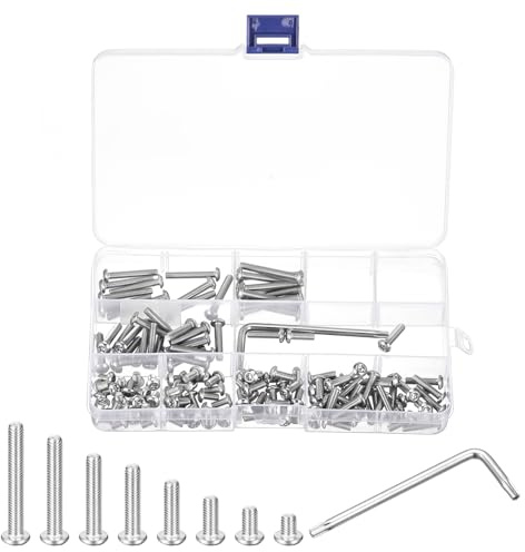 QUARKZMAN M4 Torx Sicherheitsschrauben-Set, (M4x6/8/10/12/16/20/25/30mm) 140 Stück 304 Edelstahl Rundkopf-Tamper-Proof-Schraube, mit 1 Stück T20 Schraubenschlüssel