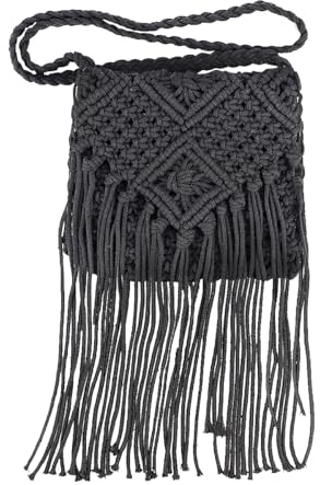 FERCAISH Strand Stroh Quaste Tasche, Häkelarbeit Kreuz Körper Tasche, Baumwolle Gehäkelte Umhängetasche, Damen Woven Quastentasche mit Reißverschluss, für Alltag, Reisen, Einkaufen