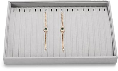 Oirlv Grau Mikrofaser Schmucktablett Schmuck Organizerblett Aufbewahrungstablett für Lange Kette Armband Große Halskette