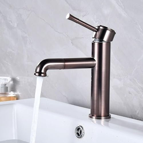 Badarmatur Waschtischarmatur Gold/Rosegold Wasserhahn Messing hoch/kurzes Waschbecken Einzelgriff Warm- und Kaltwasser (Farbe: roségold)