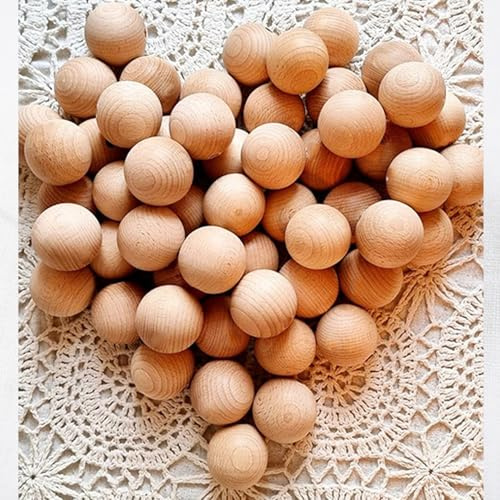 HERZONE 80stk Holzkugeln aus Buchenholz 1.5cm holzperlen ohne loch Bastelperlen zum Basteln und Bemalen (1.5cm-80pcs)