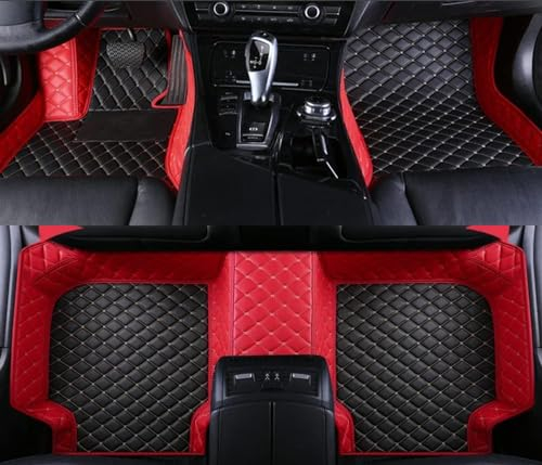 Auto Fußmatten für Citroen C5 AIRCROSS 2017-2020, Wasserdicht und rutschfest Autoteppich All Inclusive Autofussmatte Auto-Innenpolster,J Black Red 2