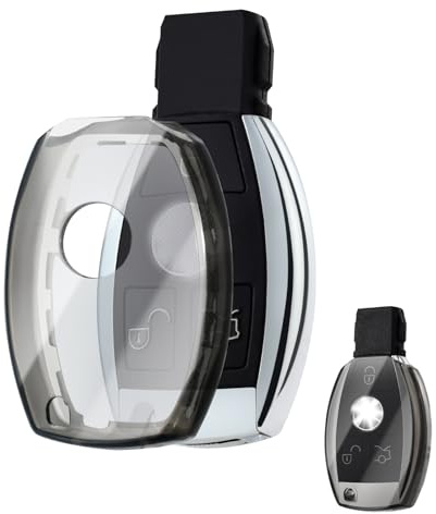 OFFCURVE Schlüsselhülle Transparent für Mercedes Class A C S GLA GLC GLE | TPU Autoschlüssel hülle für Mercedes Benz Class A B C E ML CL CLA CLE CLK GLA GLC GLE GLK AMG A203 W211