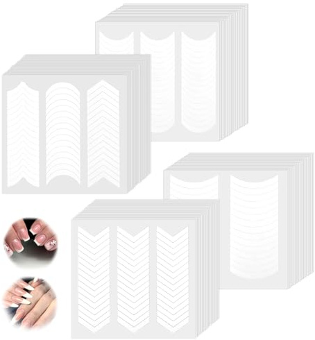 2816 Pcs French Tip Nail Art Stickers Nail Guides French Manicure Strips Stickers Self-Adhesive Nail Tips Guides Decals for Edge Auxiliary DIY Decoration Stencil Tools (64 Sheets)