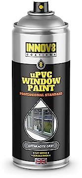 INNOV8 COATINGS uPVC DIY Window Spray Paint - 1 x 400 ml Aerosols - Professional Standard - Fast Dry - Satin Finish - No Primer or Top Coat DIY Interior & Exterior - uPVC paint - Anthracite Grey