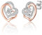 Silver Stud Earrings for Women Grils, Hypoallergenic Small Rose Gold Heart Cubic Zirconia Stud Earrings Jewellery Gifts for Birthday Christmas Wedding