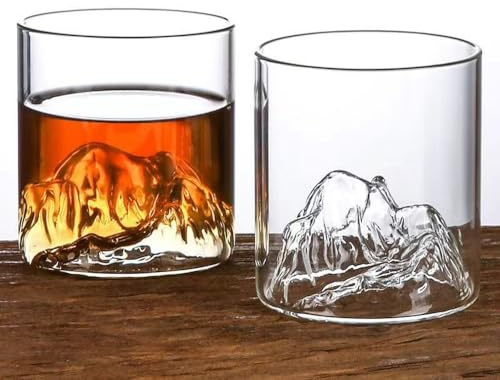 RYUHYF Lot de 2 verres à whisky japonais Fujiyama à l'ancienne, 300 ml (transparents)