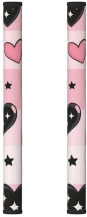 Set di 2 coperture per maniglie del frigorifero con stampa a cuore rosa e nero, per elettrodomestici da cucina, proteggono il frigorifero dalle macchie di impronte digitali e olio