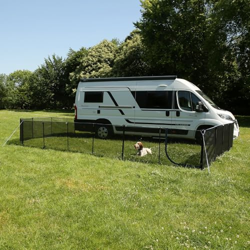 your GEAR Mobiler Hundezaun 4m für Camping & Garten – Robustes Textilene-Mesh 90 cm hoch – Endlos erweiterbar & wetterfest – Komplettset inkl. Stangen