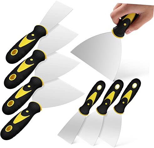 SHINEOFI 8pièces Spatules De Réparation De Patchs Acier Inoxydable Avec Manche Pour Et Fissures Cloisons Sèches Et Revêtement Mural Outils De Retrait Pour Peinture