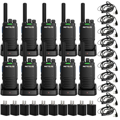 Retevis MateTalk B4 Walkie Talkies with Earpiece,Noise Reduction 2 Way Radios,USB-C Charging,Hands Free,Rugged,Portable,Commercial Two Way Radio for Construction Industrial Jobsite Security (10 Pack)