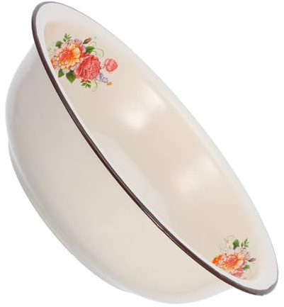 Zerodeko Vintage Emaille Schüssel 30cm, Große Rührschüssel für Haushalt | Beige, Glatte Kratzfeste Oberfläche, Leicht zu Reinigen und Fleckenresistent, Vielseitig