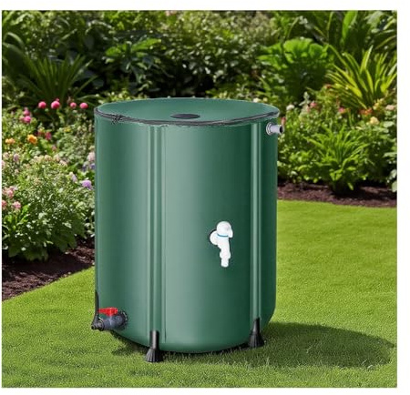 HOFUNTRE Gallon Portable Rain Barrel，Foldable Rainwater Collect System，Rainwater Collection System，Foldable For Storage, Large Water Storage Capacity, Strong Portability, Flexible Use(Green,50L)