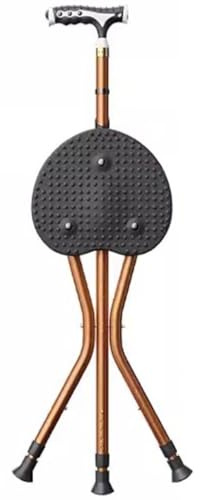 RAGOPILEN sedia pieghevole, Sedia da passeggio con bastone da passeggio con altezza regolabile (60-100 cm), sgabello pieghevole in canna