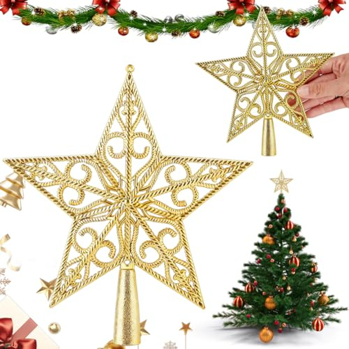Weihnachtsbaumspitze Stern Gold, Christbaumspitze Stern, Weihnachtsbaumspitze Für Tannenbaum Tannenbaumspitze Weihnachtsbaum Weihnachten (#Gold 20cm)