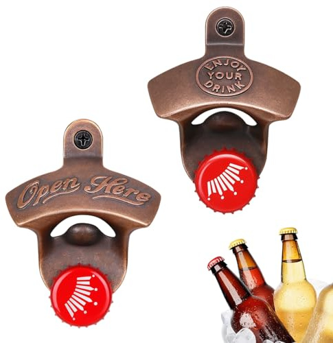 2 Stück Flaschenöffner Wand Magnet, Vintage Bieröffner Wand, Magnetischer Flaschenöffner, Einzigartige Geschenkideen, Bier Geschenke für Männer, Weihnachten Geschenke