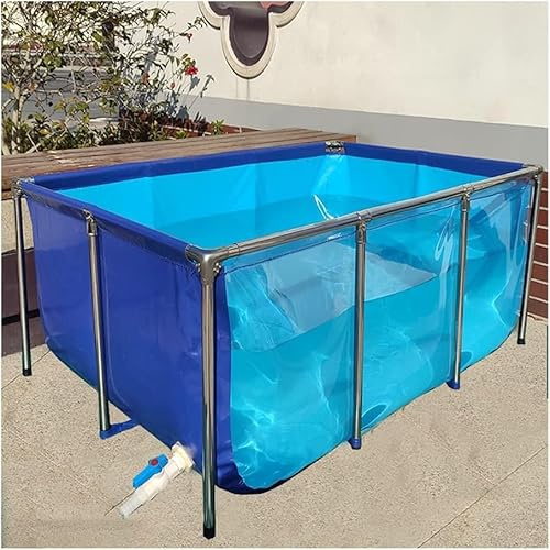 Grande acquario autoportante per interni con rivestimento in tela di PVC flessibile e telaio in acciaio, con pannello di visualizzazione per Koi e pesci rossi, ideale per l'allevamento di pesci