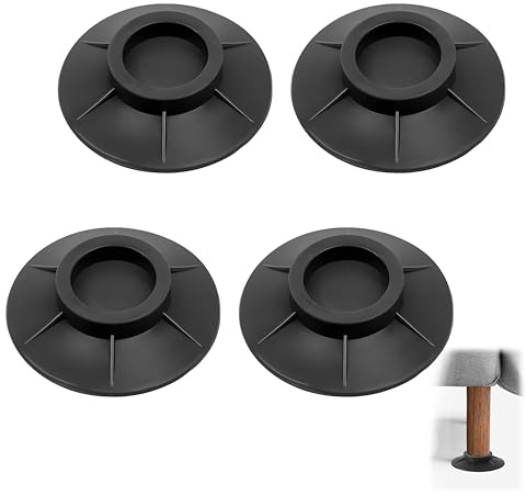 4 Patins Anti Vibrations Machine à Laver, Amortisseurs de Vibrations Antidérapant Caoutchouc, Tapis Antivibration Lave Linge Universel Anti-Dérapants Pied Tapis de Protection pour Frigo Séchoir (Noir)