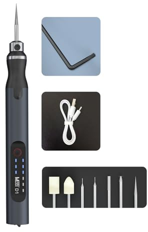 Fyearfly Bolígrafo de pulido eléctrico inalámbrico USB, amoladora recargable de 10 W para joyas, vidrio, madera, piedra, metal, 18000 RPM, resuelve necesidades de grabado de precisión, herramienta