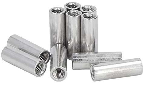 Edelstahl-Überwurfmuttern, M8 x 1,25 mm Gewindeverbinder zum Verbinden von Rundstangen oder Bolzen, 35 mm Länge, 10 Stück für Heimwerker und mechanische Montage