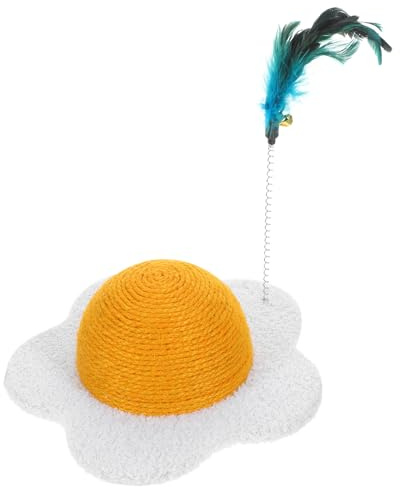 Abaodam Rascador para Gatos Resistente al Desgaste Forma de Yema de Huevo, Tablero Rascador de Sisal Natural, Juguete Interactivo para Gatitos en Casa, Alfombra Rascadora Color Aleatorio