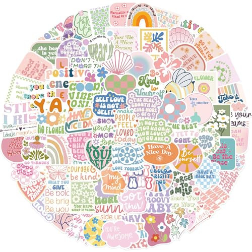 Harnovlis 100PCS Motivational Stickers Vinyl Waterproof for Laptop Water Bottles Phone Inspirational Decals for Adults Kids Teen Girls