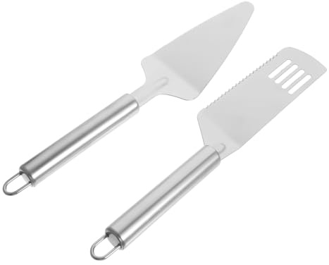 MOKKHNB Pala per Pizza e Torta Utensili da Cucina 2 Pezzi Set in Acciaio Inossidabile Argento Superficie Liscia e Facile da Pulire per Pizzerie e Casa