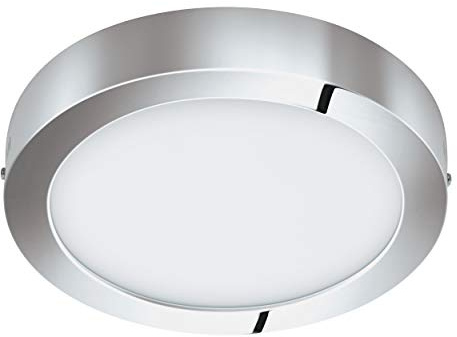 EGLO LED Deckenleuchte Fueva 1, 1 flammige Deckenlampe | Material: Metallguss, Kunststoff, Farbe: Chrom, weiß, Ø: 30 cm, warmweiß, IP44