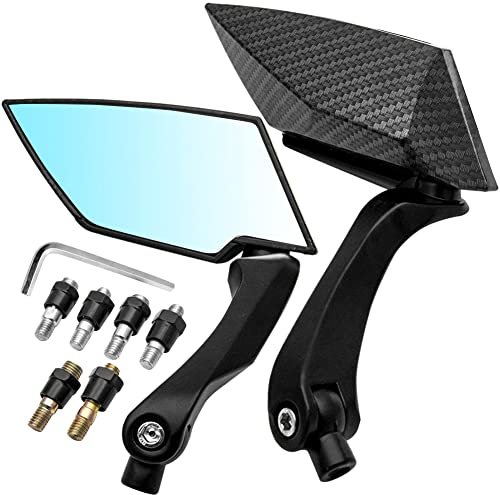 Katur - Specchietti retrovisori laterali stile allungato, color carbonio, per personalizzare la moto, adatti per Honda / Yamaha / SUZUKI / Kawasaki, 1 coppia