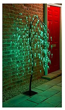 Garden Studio Solar Powered 5ft Weeping Willow Tree 240 LED Lights Christmas Decoration Flower Garden Ornaments for Home Xmas Display Indoor Outdoor Decor Green