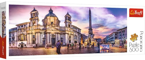 Trefl, Puzzle, Roma, Italien, Piazza Navona, 500 Teile, Panorama, Hauptstädte Europas, Stadtmotiv, Monumente, Anspruchsvoll, Jigsaw Klassische Puzzle für Erwachsene und Kinder ab 10 Jahren Puzzels