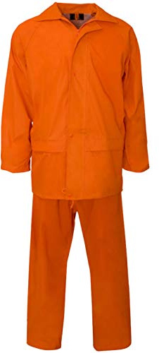 Wetplay Waterproof Motorcycle Motorbike Over Jacket Trousers 2-Piece Suit, Black or Navy Blue Adults Mens Ladies Unisex Womens (XXL 50 Chest, Orange)