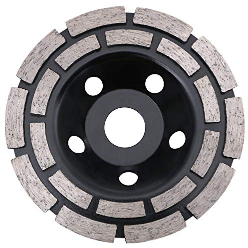 flintronic Premium Diamant-Schleiftopf, 125x22,2mm Schleifscheibe Doppelreihig, Diamant Schleifteller Universal, Doppelreihig Diamantschleifteller für Beton, Naturstein, Mauerwerk, Winkelschleifer