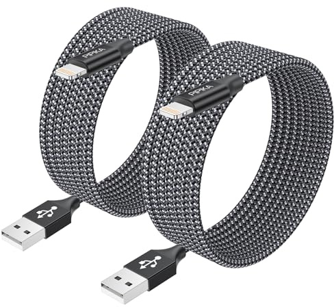 PIPIKA Blitzlade-USB-Kabel aus Nylon für iPhone 11,XS,XS Max,XR,X,8,8 Plus,7,7 Plus,6s,6s Plus,6,6 Plus,SE,5s,5c,5 1 [2pack 3M]