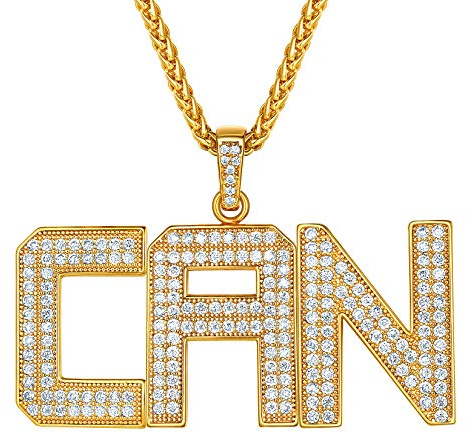 Suplight Iced-Out Kette für Männer Jungen 18k vergoldet DIY Buchstaben Anhänger Halskette personalisiert Hiphop Modeschmuck Accessoire für Rapper Biker