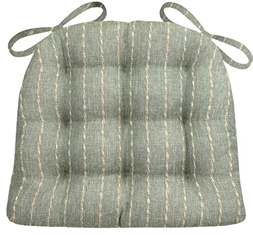 Barnett Home Decor Avante Spa Dining Chair Cushions - 16.5 x 18 Size Medium Chair Pad - Latex Foam Fill - Reversible - Made in USA (Aqua Stripe)