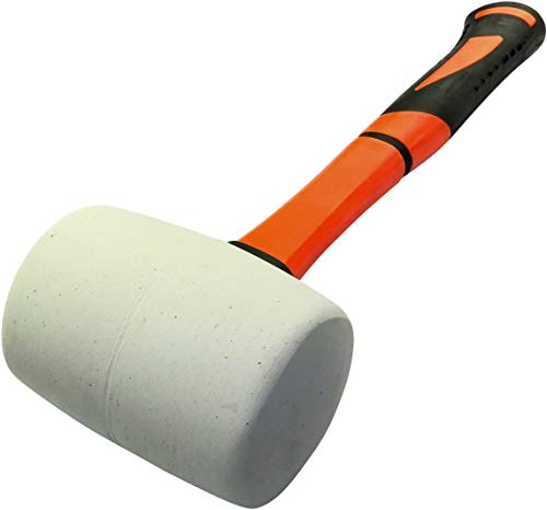 AERZETIX - Maza/Maceta/Martillo Cabeza de goma Blanco - Mango Naranja de TPR - 290mm 340gr - Herramienta para cerámica/Baldosas - Azulejos/Carpintero/Ebanista/Vidriero - C46073