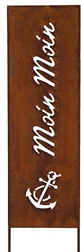 Schild Spruchtafel Gartenschild Edelrost rostige Gartendeko 115cm Edelrost (Moin Moin)