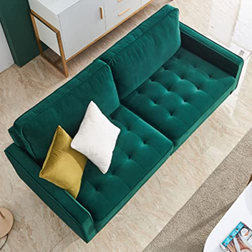 XYEJL Modernes Sofa Schlafsofa Mit 2 Kissen, Couch 2-er, Couchgarnitur, Sofagarnitur, Polstersofa, Kippsofa Sofa Samt, Polstermöbel Für Wohnzimmer Schlafzimmer, Easy Sauber,Smaragd