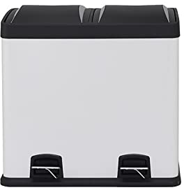 jiande Doppio Recycling bin 60L Bin Spazzatura Acciaio Inossidabile | Bin del Pedale dei rifiuti Alimentari | Coperchi di plastica |. Compartimenti Rimovibili da 2x30 litro for separare i rifiuti