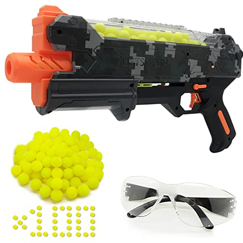 YTSWELE Blaster Gun with Protective Goggles with Spring-Piston and 100 Rounds for Up to 110 FPS Compatible with Nerf Hyper Rounds Darts, Easy Reload, Holds Up to 50 Rounds (Camo)