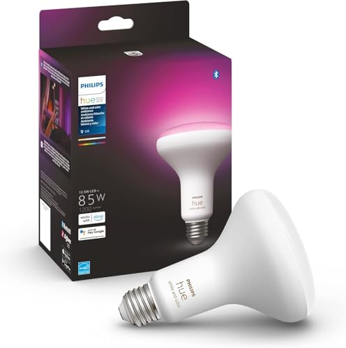 Philips Hue Smart 85W BR30 LED Bulb- White and Color Ambiance Color-Changing Light- 1 Pack- 1200LM- E26 - Indoor - Control with Hue App- Works with Alexa, Google Assistant and Apple Homekit