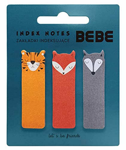 Interdruk Klein Haftnotizen Tiere – Lesezeichen für Kinder – Flaggen – Klebezettel – Notitzzettel – Haftmarker – Index Tabs – 60 St. – Tiger + Fuchs + Wolf