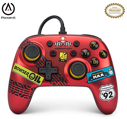 Der kabelgebundene PowerA-Nano-Controller für Nintendo Switch - Mario Kart: Racer Red, Nintendo Switch – OLED-Modell, Gamepad, Game-Controller, Offiziell Lizenziert
