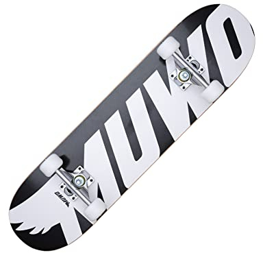 MUWO Street Skateboard 31 x 20 cm – komplett bräda för nybörjare av robust trä och aluminium, lämplig för barn, tonåringar och vuxna med olika motiv (Big Basic), Regulär, flerfärgad