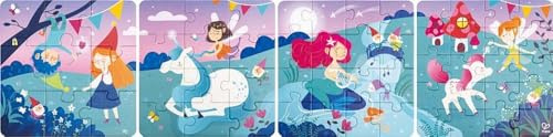 Märchen-Puzzle, Vier Puzzles zu je 9, 12, 16 und 20 Teilen, inklusive Erzählplättchen